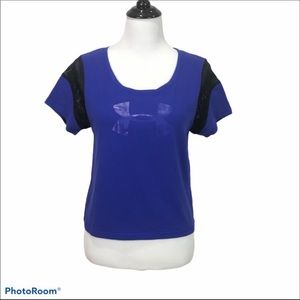 Under Armour purple short sleeve cropped athletic top